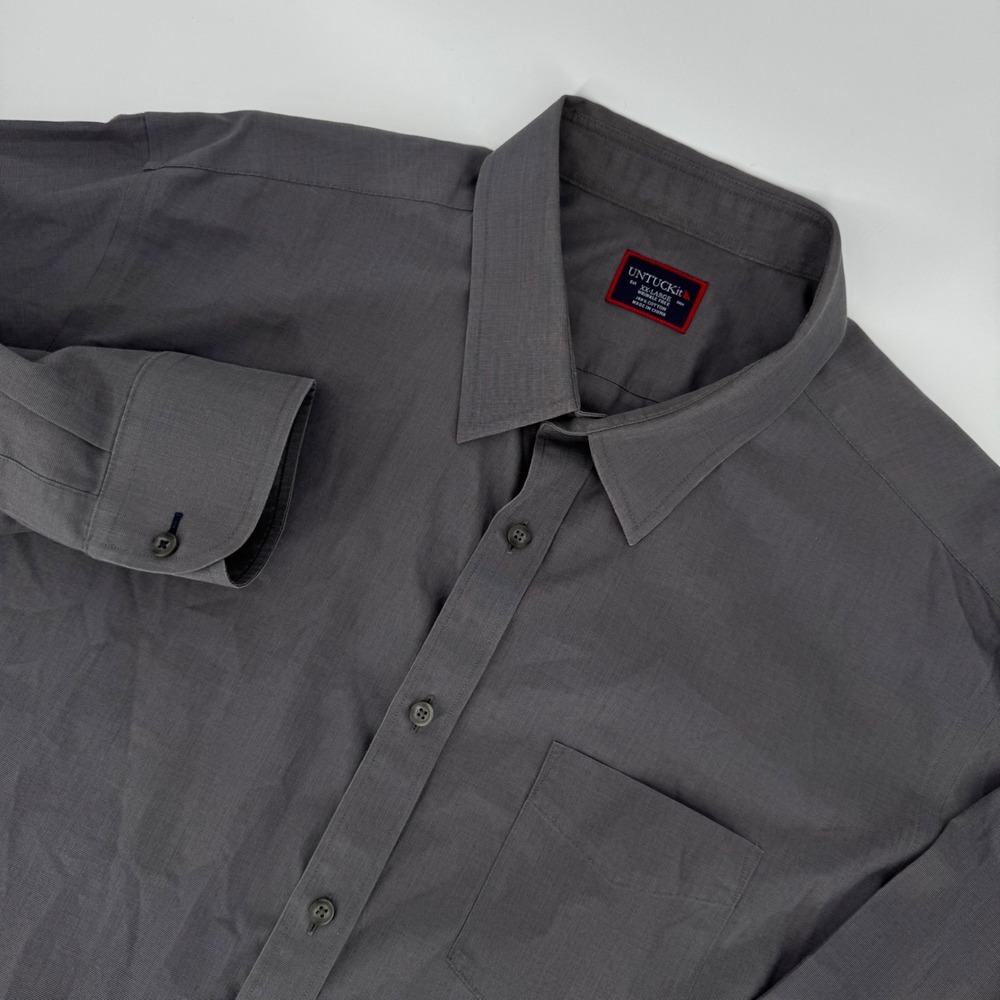 UNTUCKIT Mens‎ XX-Large Gray Long Sleeve Wrinkle Free Button Down Shirt